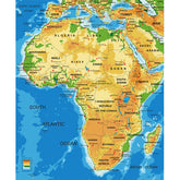Africa-Physical Map Canvas Wall Art