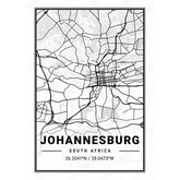 Canvas Wall Art - Map Johannesburg