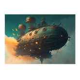 Wall Art Canvas - Steampunk Airship in the Clouds