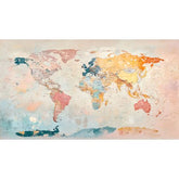Wall Art Print - Pastel Map with Detailed Continents