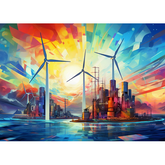 Wall Art Canvas - Abstract Geometric Representation of Renewable Energy