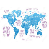 Wall Art Canvas - Earth Map with Names of Countries
