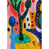 Wall Art Canvas - Abstract tree and houses