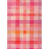 Wall Art Canvas - Abstract pink and white checkered material vertical