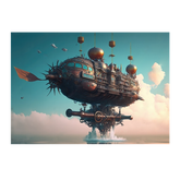 Wall Art Canvas - Steampunk Airship above Water