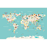 Wall Art Print - Map for Children with Animals and Landmarks