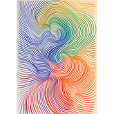 Wall Art Canvas - Abstract lines of colour in reds and blues