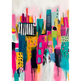 Wall Art Canvas - Abstract Pink City