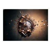 Wall Art Canvas - Steampunk Wall Clock Explosion