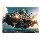 Wall Art Canvas - Steampunk Airship Above Waves