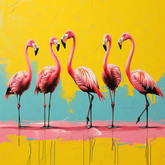 Wall Art Canvas - Popart Flamingos 009