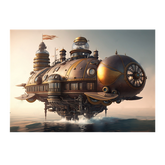 Wall Art Canvas - Steampunk Airship on water Surface