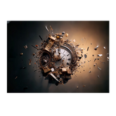 Wall Art Canvas - Steampunk Wall Clock Explosion