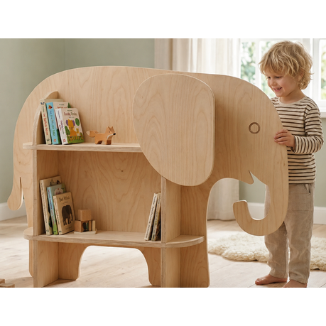 Kids Wooden Elephant Bookshelf