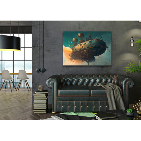 Wall Art Canvas - Steampunk Airship in the Clouds