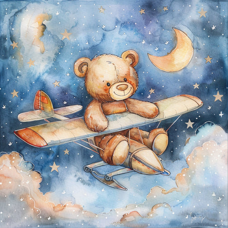 Wall Art Canvas - Teddy in the Stars