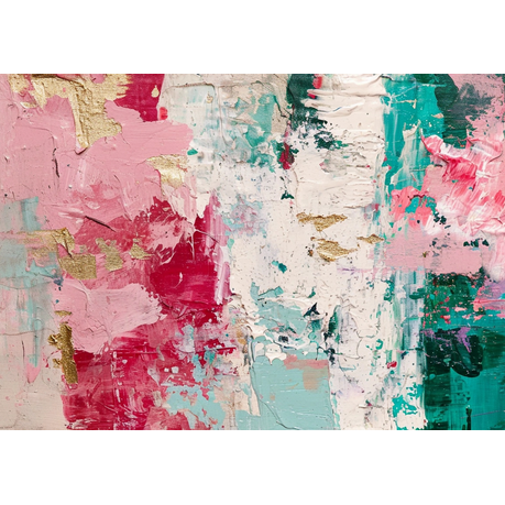 Wall Art Canvas - Abstract Pink and White Paint on Canvas