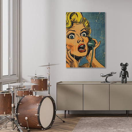 Wall Art Canvas - Popart Girl On Phone