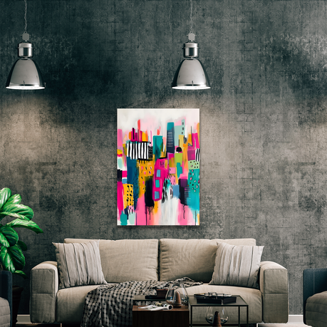 Wall Art Canvas - Abstract Pink City