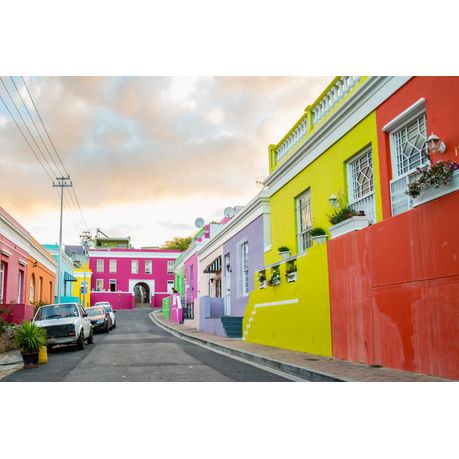 Canvas Wall Art - Colorful Homes in Bo-Kaap Neighborhood in Cape Town