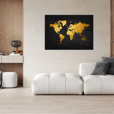 Wall Art Canvas - World Map Vector Gold