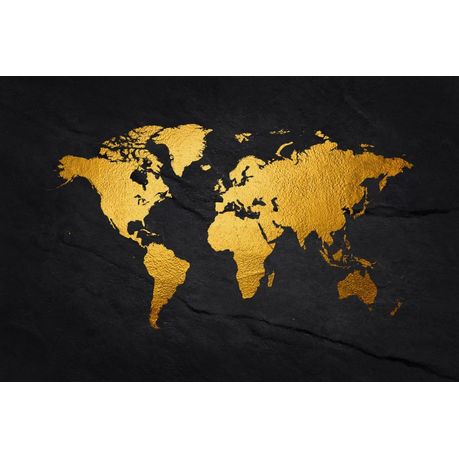 Wall Art Canvas - World Map Vector Gold