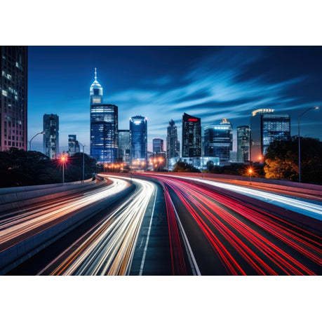 Wall Art Canvas - Motion Blur of a Busy Highway During the Evening