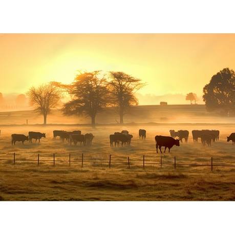 Wall Art Canvas - Panorama of Grazing Cows in a Meadow
