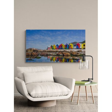 Canvas Wall Art - Colourful Beach Houses in South Africa