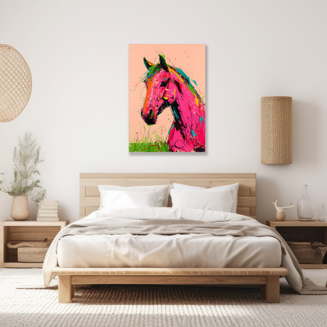 Wall Art Canvas - Pink Horse