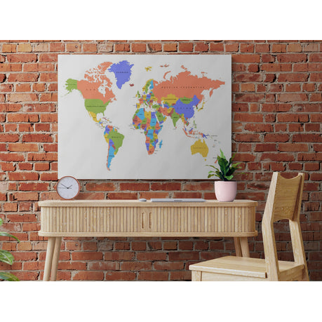 Canvas Wall Art - Color World Map With The Names Of Countries