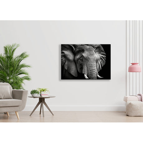 Wall Art Canvas - Portrait of an Elephant in Black and White