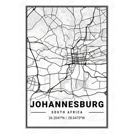 Canvas Wall Art - Map Johannesburg