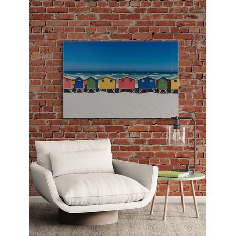 Canvas wall art - Cape Town: Bath houses at the beach in Muizenberg