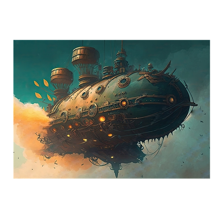 Wall Art Canvas - Steampunk Airship in the Clouds