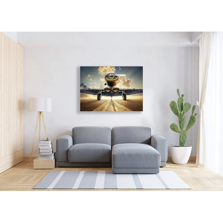 Wall Art Canvas - Historical aircraft on a runway at sunset