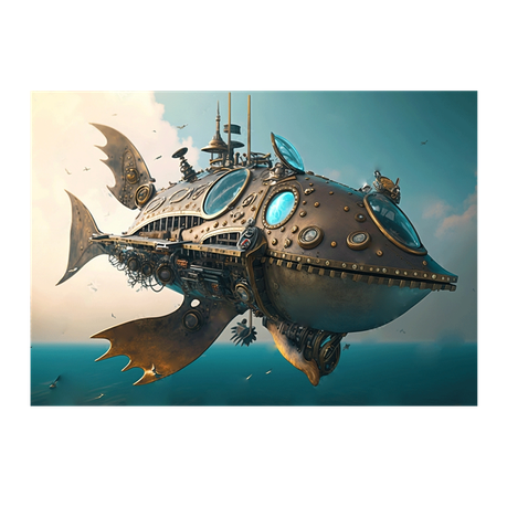 Wall Art Canvas - Steampunk Nautical Airship