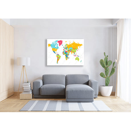 Wall Art Canvas - Colourful Vector World Map