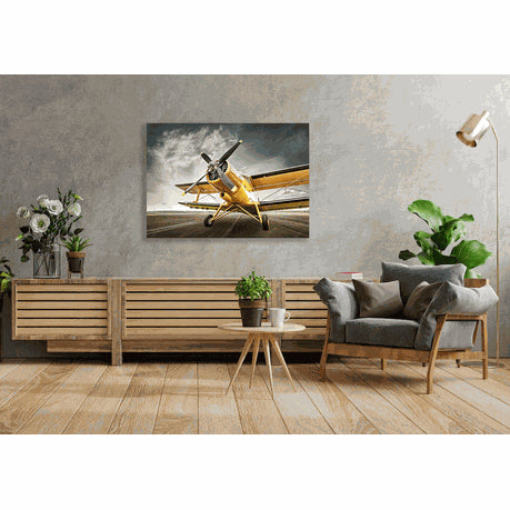 Wall Art Canvas - Yellow Bi-Plane