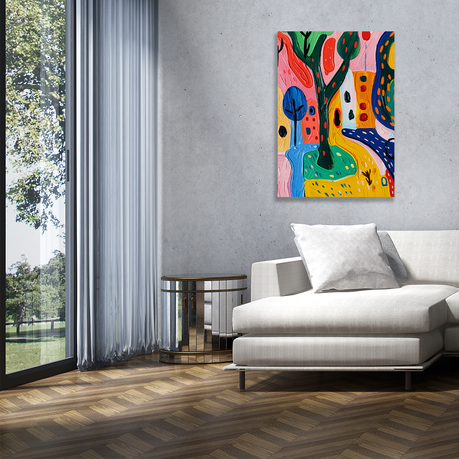 Wall Art Canvas - Abstract tree and houses