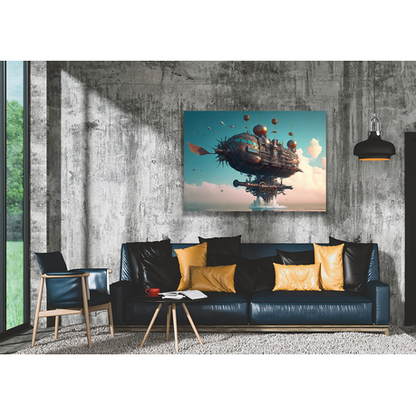 Wall Art Canvas - Steampunk Airship above Water