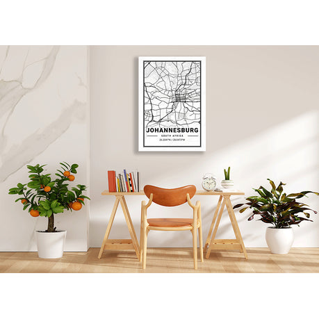 Canvas Wall Art - Map Johannesburg