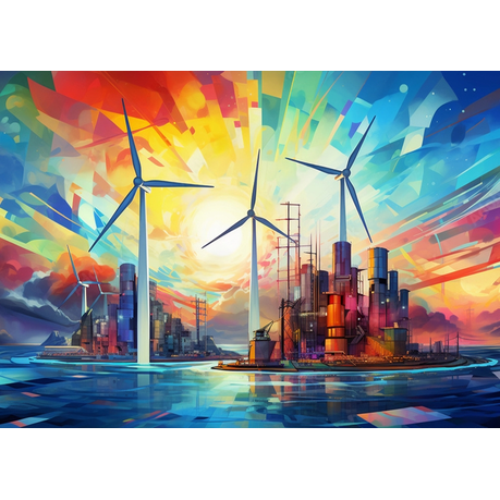 Wall Art Canvas - Abstract Geometric Representation of Renewable Energy
