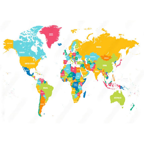 Wall Art Canvas - Colourful Vector World Map