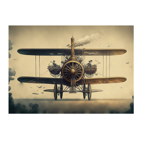 Wall Art Canvas - Steampunk Victorian Biplane