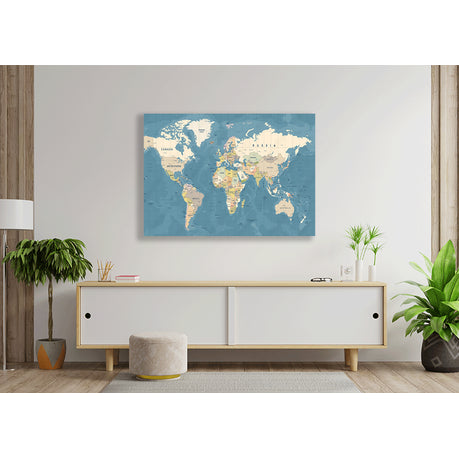 Wall Art Canvas - Vector Detailed Illustration of World Map