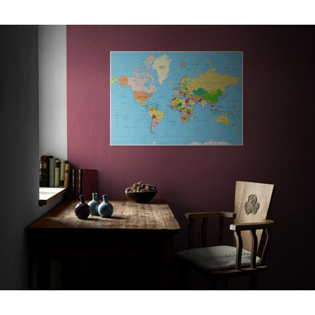 Canvas Wall Art - Highly Detailed Political World Map With Labeling