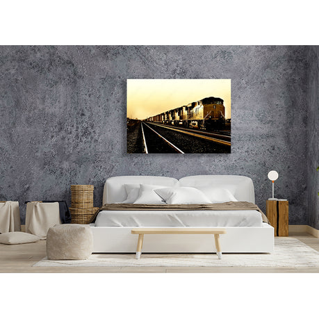 Wall Art Canvas - Freight train running through Arizona at sunset