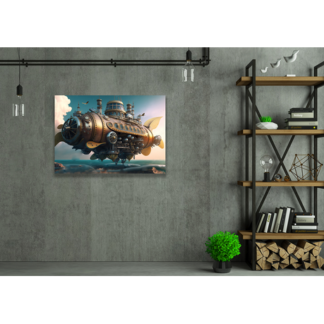 Wall Art Canvas - Steampunk Airship Above Waves