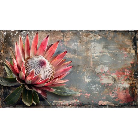 Wall Art Canvas - Vintage Look Protea Flower